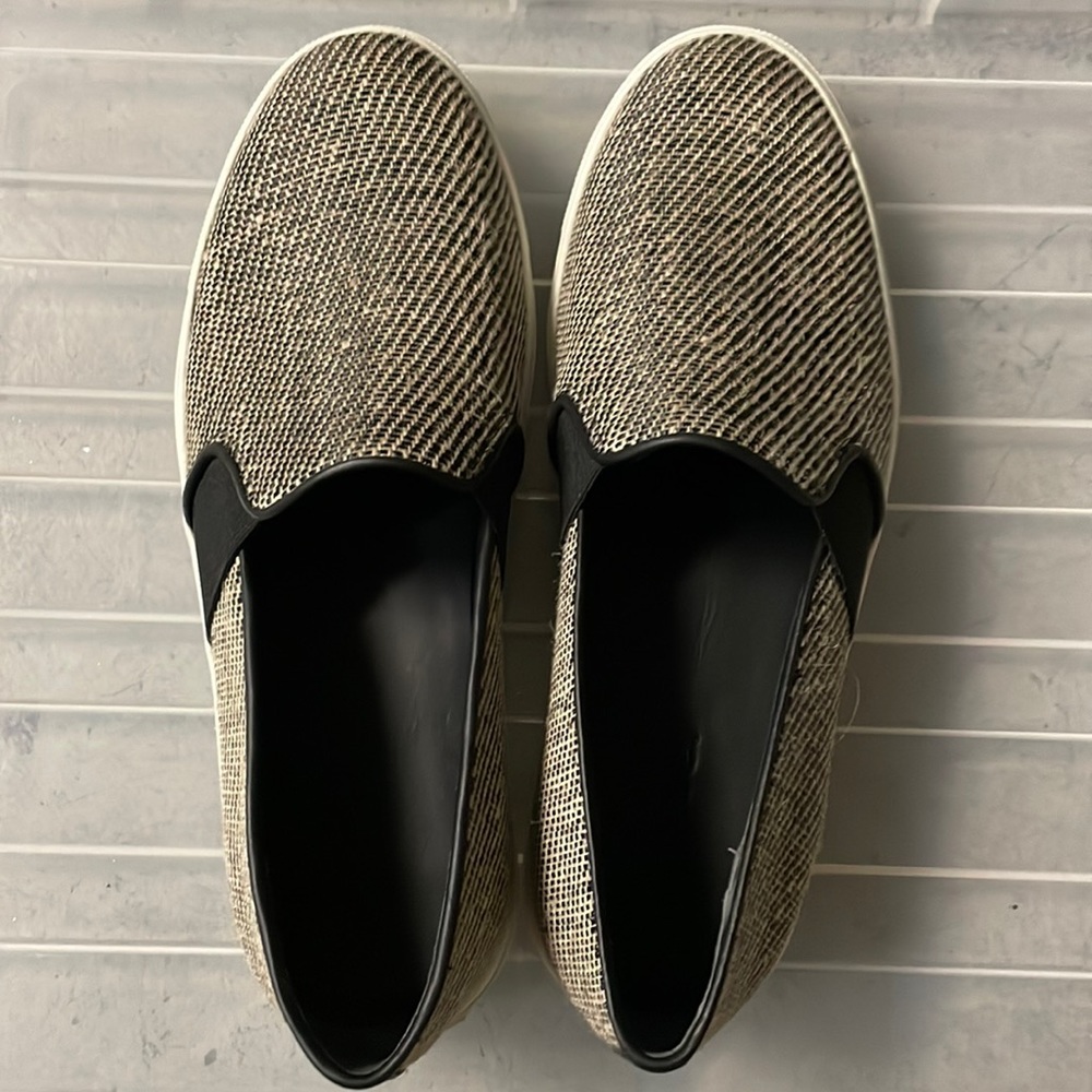 Vince Beige Woven Slip-On Sneakers